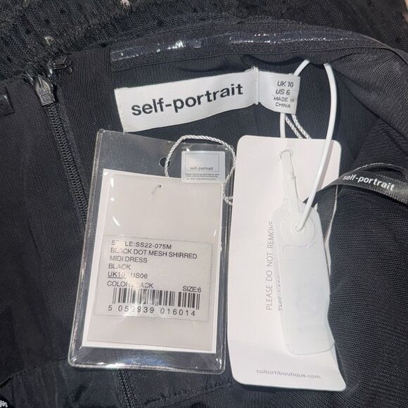 NWT Self Portrait BLACK DOT MESH SHIRRED
MIDI DRESS BLACK US Size 6 - Picture 15 of 16